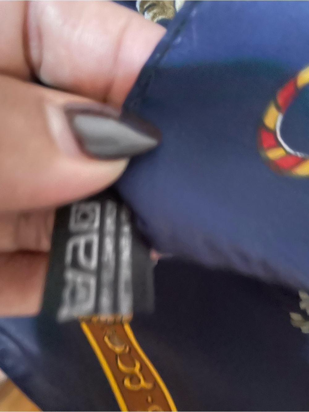 Hermès Navy Silk Scarf with Gold and Orange Harness Motif - Picture 11 of 16